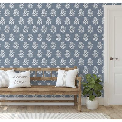 Papel de Parede Floral Étnico Estilo Asiático Autoadesivo, Envoltório Decorativo DIY Para Quarto e Sala - Cinza - S4Sassy 63,5 cm (L) × 304,8 cm (C) / Cinza - Vinil Liso