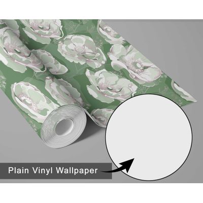 Revestimento de Parede Autoadesivo Removível Vinílico, Estampa Floral Chic Bloom Verde para Banheiro e Lavanderia - S4Sassy 63,5 cm (L) × 152,4 cm (C) / Verde - Vinil Liso
