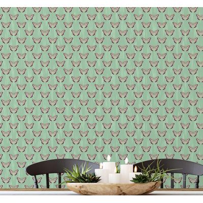 Papel de Parede com Borboletas Verdes, Autoadesivo - Decoração DIY Fácil para Quarto Infantil e Sala de Brinquedos - S4Sassy 63,5 cm (L) × 304,8 cm (C) / Verde - Vinil Texturizado