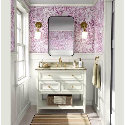 Papel de Parede Autoadesivo Removível Jardim Floral Rosa, Mural de Parede Instantâneo para Quarto, Banheiro, Lavanderia, Closet - S4Sassy 63,5 cm (L) × 609,6 cm (C) / Rosa - Vinil Texturizado
