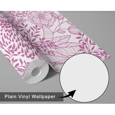 Papel de Parede Autoadesivo Removível Jardim Floral Rosa, Mural de Parede Instantâneo para Quarto, Banheiro, Lavanderia, Closet - S4Sassy 63,5 cm (L) × 609,6 cm (C) / Rosa - Vinil Texturizado