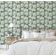 Revestimento de Parede Autoadesivo Removível Vinílico, Estampa Floral Chic Bloom Verde para Banheiro e Lavanderia - S4Sassy 63,5 cm (L) × 304,8 cm (C) / Verde - Vinil Texturizado