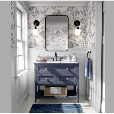 Papel de Parede Autoadesivo Jardim com Pássaros e Libélulas, Vinil Removível Azul para Parede de Entrada, Decoração Fácil - S4sassy 63,5 cm (L) × 304,8 cm (C) / Azul - Vinil Liso