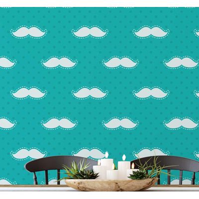 Papel de Parede Bigode Verde Autoadesivo Vinílico, Revestimento para Paredes, Aplicação Fácil para Quarto Infantil/Brinquedoteca - S4Sassy 63,5 cm (L) × 152,4 cm (C) / Verde - Vinil Texturizado