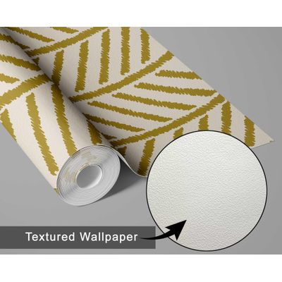 Papel de Parede Autoadesivo de Vinil Removível Estampa Geométrica com Costura Amarelo para Quarto, Banheiro, Lavanderia, Closet - S4Sassy 63,5 cm (L) × 609,6 cm (C) / Amarelo - Vinil Texturizado