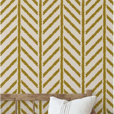 Papel de Parede Autoadesivo de Vinil Removível Estampa Geométrica com Costura Amarelo para Quarto, Banheiro, Lavanderia, Closet - S4Sassy 63,5 cm (L) × 609,6 cm (C) / Amarelo - Vinil Texturizado