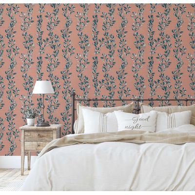 Papel de Parede Autoadesivo, Vinil Removível, Estampa de Videira Vintage, Laranja para Entrada, Decoração Fácil - S4sassy 63,5 cm (L) × 609,6 cm (C) / Laranja - Vinil Liso