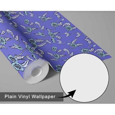 Papel de Parede Floral Estilo Asiático Autoadesivo, Revestimento Decorativo, Decoração DIY Fácil para Quarto e Sala - Roxo - S4Sassy 63,5 cm (L) × 914,4 cm (C) / Roxo - Vinil Liso