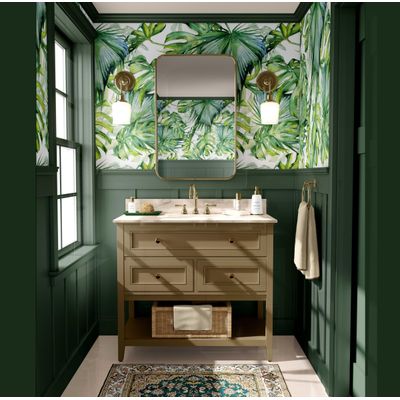 Papel de Parede Tropical Folhas de Monstera Verde, Vinil Autoadesivo, Revestimento Decorativo Fácil DIY para Quarto e Sala - S4Sassy 63,5 cm (L) × 914,4 cm (C) / Verde - Vinil Liso