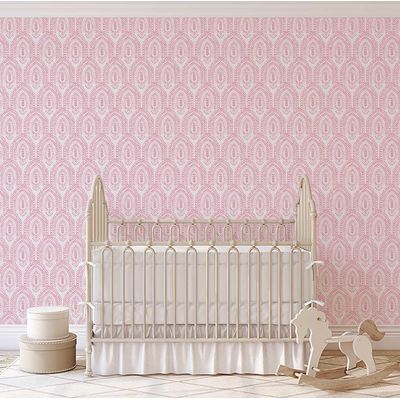Papel de Parede Vinílico Autoadesivo, Paisley Arqueado Urban-Chic, Rosa à Prova d'Água, Removível para Quartos/Sala em Aluguel - S4Sassy 63,5 cm (L) × 914,4 cm (C) / Rosa - Vinil Liso