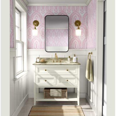 Papel de Parede Vinílico Autoadesivo, Paisley Arqueado Urban-Chic, Rosa à Prova d'Água, Removível para Quartos/Sala em Aluguel - S4Sassy 63,5 cm (L) × 914,4 cm (C) / Rosa - Vinil Liso