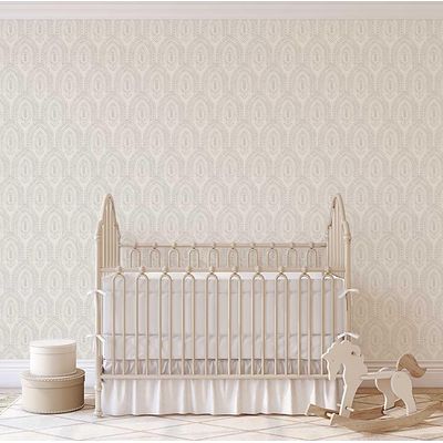 Papel de Parede Vinílico Autoadesivo Urban Chic Paisley Arqueado Impermeável Bege, Removível para Quartos e Sala, para Inquilinos - S4Sassy 63,5 cm (L) × 609,6 cm (C) / Bege - Vinil Liso