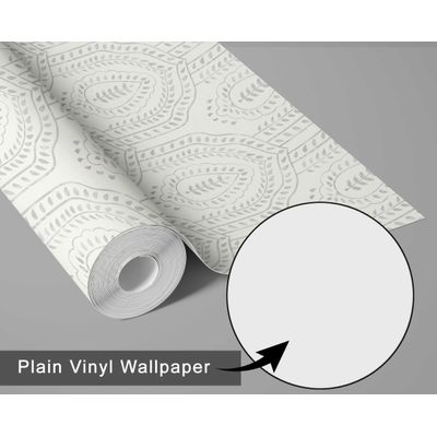 Papel de Parede Vinílico Autoadesivo Urban Chic Paisley Arqueado Impermeável Bege, Removível para Quartos e Sala, para Inquilinos - S4Sassy 63,5 cm (L) × 609,6 cm (C) / Bege - Vinil Liso