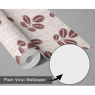 Papel de Parede Autoadesivo Estampa de Folhas Bege, Contact Removível para Paredes, Destaque na Entrada, Decoração de Escritório - S4sassy 63,5 cm (L) × 304,8 cm (C) / Bege - Vinil Texturizado