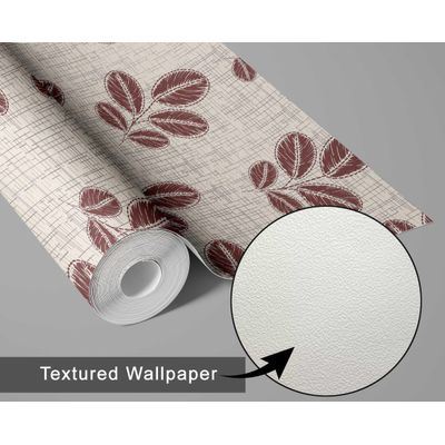Papel de Parede Autoadesivo Estampa de Folhas Bege, Contact Removível para Paredes, Destaque na Entrada, Decoração de Escritório - S4sassy 63,5 cm (L) × 304,8 cm (C) / Bege - Vinil Texturizado