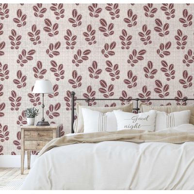 Papel de Parede Autoadesivo Estampa de Folhas Bege, Contact Removível para Paredes, Destaque na Entrada, Decoração de Escritório - S4sassy 63,5 cm (L) × 304,8 cm (C) / Bege - Vinil Texturizado