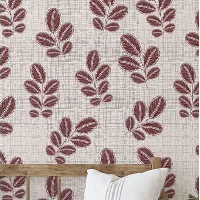 Papel de Parede Autoadesivo Estampa de Folhas Bege, Contact Removível para Paredes, Destaque na Entrada, Decoração de Escritório - S4sassy 63,5 cm (L) × 304,8 cm (C) / Bege - Vinil Texturizado