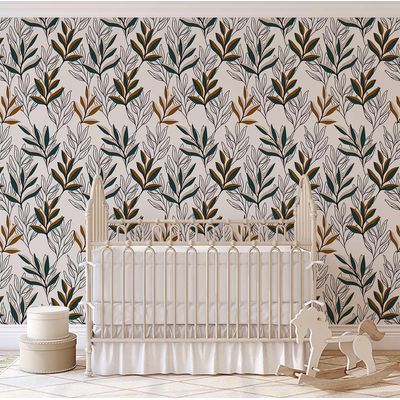 Papel de Parede com Contorno de Folhas Brancas - Vinílico Autoadesivo, Botânico Moderno, DIY Fácil para Quarto, Sala e Ambientes - S4Sassy 63,5 cm (L) × 304,8 cm (C) / Branco - Vinil Liso