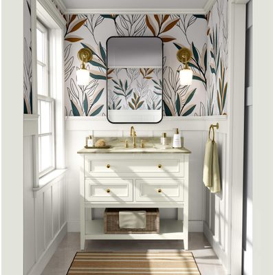 Papel de Parede com Contorno de Folhas Brancas - Vinílico Autoadesivo, Botânico Moderno, DIY Fácil para Quarto, Sala e Ambientes - S4Sassy 63,5 cm (L) × 609,6 cm (C) / Branco - Vinil Liso