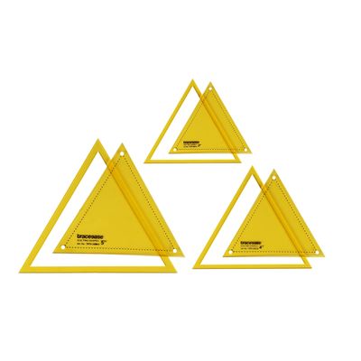 Conjunto de 3 Moldes e Estênceis Triangulares 7,6/10,2/12,7 cm para Patchwork e Costura DIY Quilting U2 - Traceease Amarelo