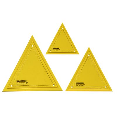 Conjunto de 3 Moldes e Estênceis Triangulares 7,6/10,2/12,7 cm para Patchwork e Costura DIY Quilting U2 - Traceease Amarelo