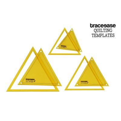 Conjunto de 3 Moldes e Estênceis Triangulares 7,6/10,2/12,7 cm para Patchwork e Costura DIY Quilting U2 - Traceease Amarelo