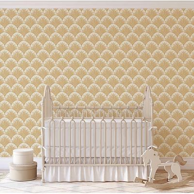 Papel de Parede Autoadesivo, Mural com Estampa Botânica de Arco Laranja, Parede de Destaque para Entrada e Decoração de Escritório - S4sassy 63,5 cm (L) × 914,4 cm (C) / Laranja - Vinil Liso