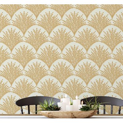 Papel de Parede Autoadesivo, Mural com Estampa Botânica de Arco Laranja, Parede de Destaque para Entrada e Decoração de Escritório - S4sassy 63,5 cm (L) × 914,4 cm (C) / Laranja - Vinil Liso