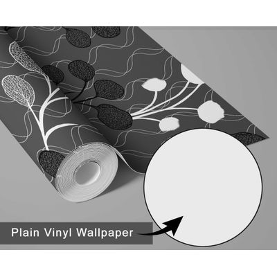 Papel de Parede Autoadesivo Cinza com Estampa Floral de Botões, Vinil Removível DIY, Adesivo de Parede para Entrada e Escritório - S4sassy 63,5 cm (L) × 609,6 cm (C) / Cinza - Vinil Texturizado