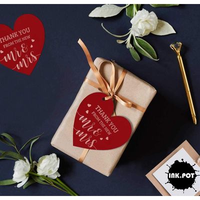 Etiqueta de Papel para Lembrancinha de Casamento 'Thank You' com Acabamento Foil para Pendurar - Inkdotpot 50 Etiquetas Metalizadas / Vermelho - Ouro Rosé