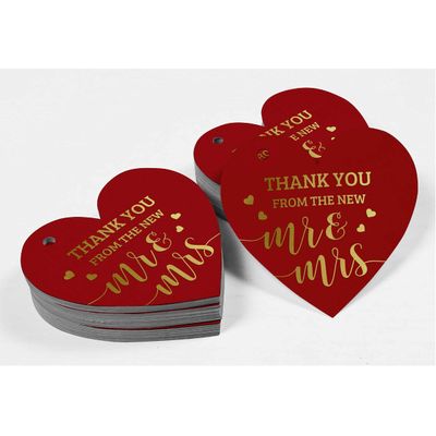 Etiqueta de Papel para Lembrancinha de Casamento 'Thank You' com Acabamento Foil para Pendurar - Inkdotpot 50 Etiquetas Metalizadas / Vermelho - Ouro Rosé