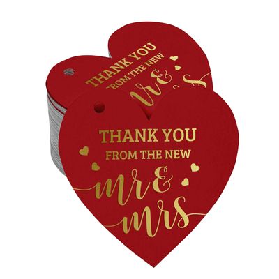 Etiqueta de Papel para Lembrancinha de Casamento 'Thank You' com Acabamento Foil para Pendurar - Inkdotpot 50 Etiquetas Metalizadas / Vermelho - Ouro Rosé
