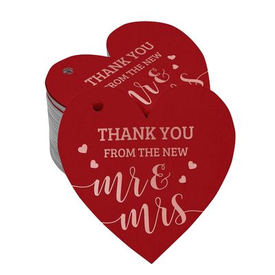 Etiqueta de Papel para Lembrancinha de Casamento 'Thank You' com Acabamento Foil para Pendurar - Inkdotpot 50 Etiquetas Metalizadas / Vermelho - Ouro Rosé