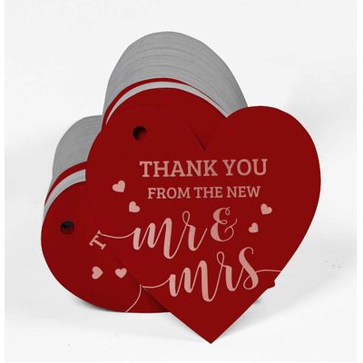 Etiqueta de Papel para Lembrancinha de Casamento 'Thank You' com Acabamento Foil para Pendurar - Inkdotpot 50 Etiquetas Metalizadas / Vermelho - Ouro Rosé
