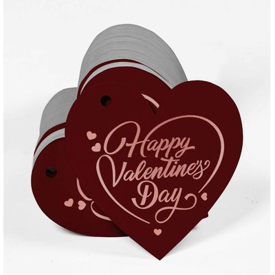 Etiquetas Pendentes para Garrafa 'Happy Valentine's Day' com Folha Metalizada para Lembrancinha - Inkdotpot 50 Etiquetas Metalizadas / Vermelho - Ouro Rosé