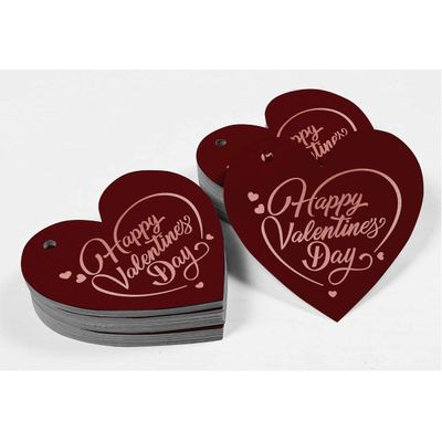 Etiquetas Pendentes para Garrafa 'Happy Valentine's Day' com Folha Metalizada para Lembrancinha - Inkdotpot 50 Etiquetas Metalizadas / Vermelho - Ouro Rosé