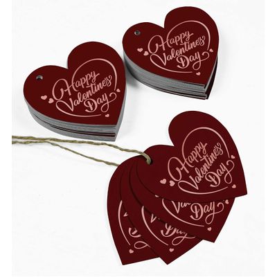 Etiquetas Pendentes para Garrafa 'Happy Valentine's Day' com Folha Metalizada para Lembrancinha - Inkdotpot 50 Etiquetas Metalizadas / Vermelho - Ouro Rosé