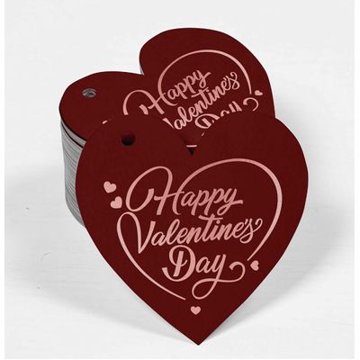 Etiquetas Pendentes para Garrafa 'Happy Valentine's Day' com Folha Metalizada para Lembrancinha - Inkdotpot 50 Etiquetas Metalizadas / Vermelho - Ouro Rosé