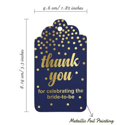 Etiquetas de Papel Metalizado "Obrigado por Celebrar a Noiva" para Lembrancinhas do Chá de Noiva - Inkdotpot 50 Etiquetas Metalizadas / Azul - Ouro Rosé