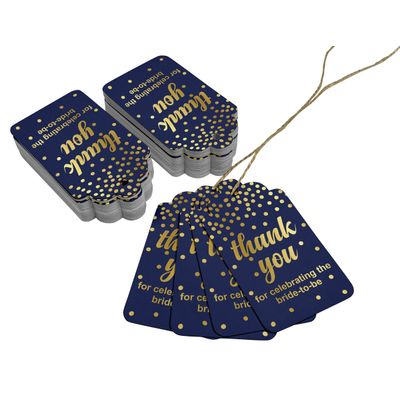 Etiquetas de Papel Metalizado "Obrigado por Celebrar a Noiva" para Lembrancinhas do Chá de Noiva - Inkdotpot 50 Etiquetas Metalizadas / Azul - Ouro Rosé