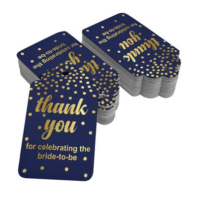 Etiquetas de Papel Metalizado "Obrigado por Celebrar a Noiva" para Lembrancinhas do Chá de Noiva - Inkdotpot 50 Etiquetas Metalizadas / Azul - Ouro Rosé
