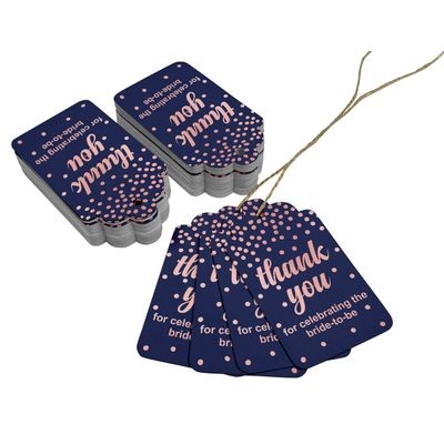 Etiquetas de Papel Metalizado "Obrigado por Celebrar a Noiva" para Lembrancinhas do Chá de Noiva - Inkdotpot 50 Etiquetas Metalizadas / Azul - Ouro Rosé