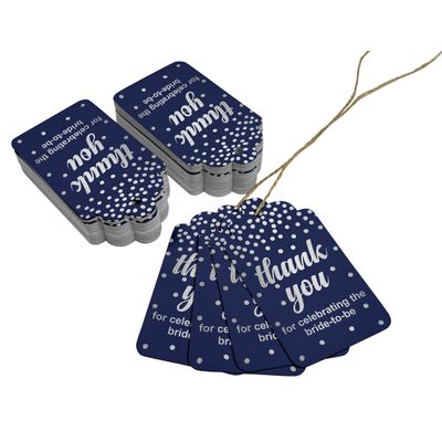 Etiquetas de Papel Metalizado "Obrigado por Celebrar a Noiva" para Lembrancinhas do Chá de Noiva - Inkdotpot 50 Etiquetas Metalizadas / Azul - Prata