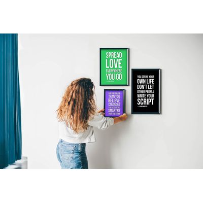 Quadro Motivacional: Você É Mais Corajoso do Que Acredita, Mais Forte do Que Parece e Mais Inteligente do Que Pensa, 1 un, Roxo - Inkdotpot 20,32 Cm × 25,4 Cm / Moldura Preta