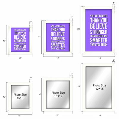 Quadro Motivacional: Você É Mais Corajoso do Que Acredita, Mais Forte do Que Parece e Mais Inteligente do Que Pensa, 1 un, Roxo - Inkdotpot 25,4 Cm × 30,48 Cm / Moldura Branca