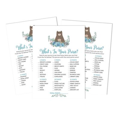 Conjunto para Chá de Bebê com 50 Cartões Alfabeto ABC Animais da Selva É Um Menino É Uma Menina Suprimentos para Festa - Inkdotpot 12,7 Cm × 17,78 Cm / Branco - O Que Tem na Sua Bolsa