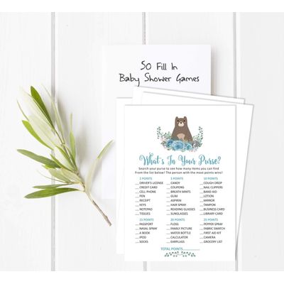Conjunto para Chá de Bebê com 50 Cartões Alfabeto ABC Animais da Selva É Um Menino É Uma Menina Suprimentos para Festa - Inkdotpot 12,7 Cm × 17,78 Cm / Branco - O Que Tem na Sua Bolsa