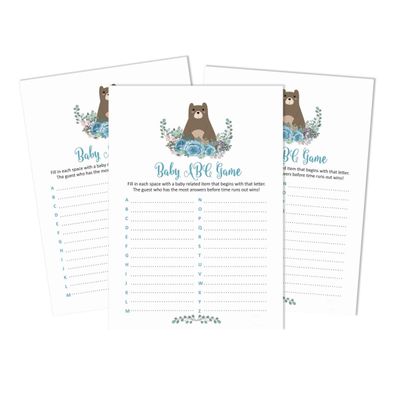 Conjunto para Chá de Bebê com 50 Cartões Alfabeto ABC Animais da Selva É Um Menino É Uma Menina Suprimentos para Festa - Inkdotpot 12,7 Cm × 17,78 Cm / Branco - O Que Tem na Sua Bolsa