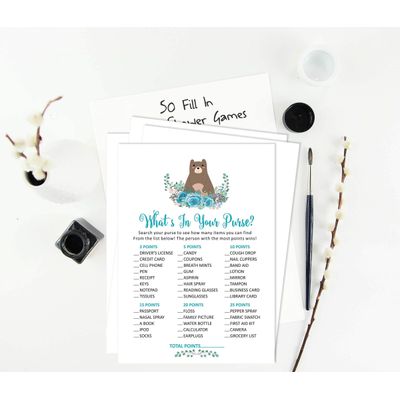 Conjunto para Chá de Bebê com 50 Cartões Alfabeto ABC Animais da Selva É Um Menino É Uma Menina Suprimentos para Festa - Inkdotpot 12,7 Cm × 17,78 Cm / Branco - O Que Tem na Sua Bolsa