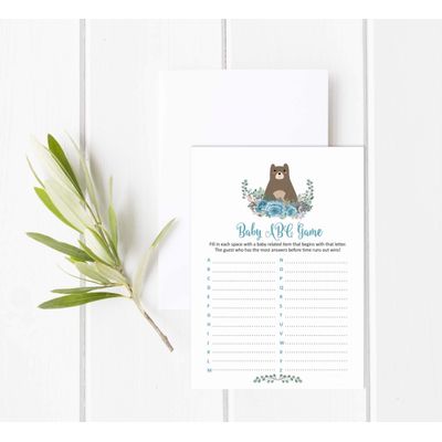 Conjunto para Chá de Bebê com 50 Cartões Alfabeto ABC Animais da Selva É Um Menino É Uma Menina Suprimentos para Festa - Inkdotpot 12,7 Cm × 17,78 Cm / Branco - O Que Tem na Sua Bolsa